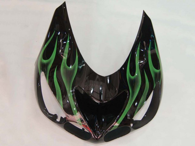 2006-2011 Kawasaki ZX14R ZZR1400 Motorcycle Fairing - Glossy Black Green Flame Canada for Sale