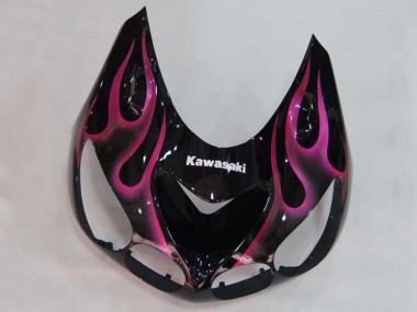 2006-2011 Kawasaki ZX14R ZZR1400 Motorcycle Fairings - Glossy Black Red Pink Flame Canada for Sale