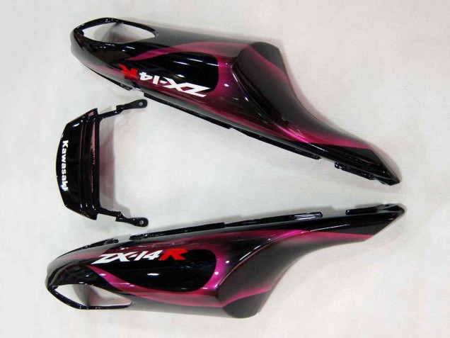 2006-2011 Kawasaki ZX14R ZZR1400 Motorcycle Fairings - Glossy Black Red Pink Flame Canada for Sale