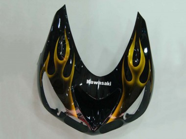 2006-2011 Kawasaki ZX14R ZZR1400 Motorcycle Fairings - Glossy Black Gold Flame Canada for Sale