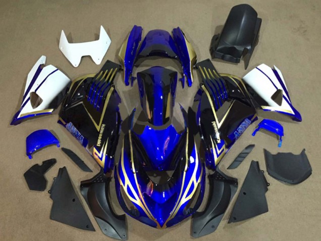 2006-2011 Kawasaki ZX14R ZZR1400 Motorcycle Fairings - White Blue Gold Canada for Sale