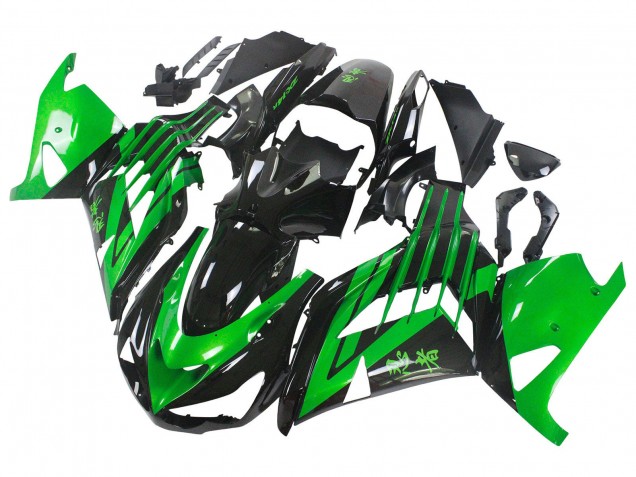 2012-2024 Kawasaki ZX14R ZZR1400 Motorcycle Fairing Kits - Green Glossy Black Canada for Sale