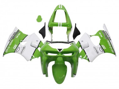 1998-1999 Kawasaki ZX6R Motorcycle Fairings - Green White Black Silkolene Bridgestone Canada for Sale