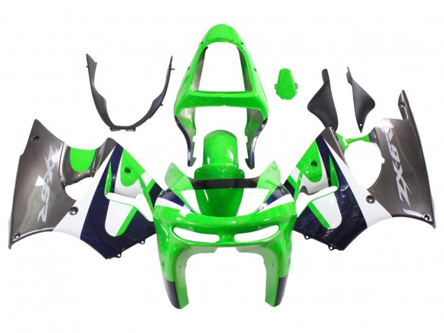 1998-1999 Kawasaki ZX6R Motorcycle Fairings - Green White Dark Blue Silver Canada for Sale