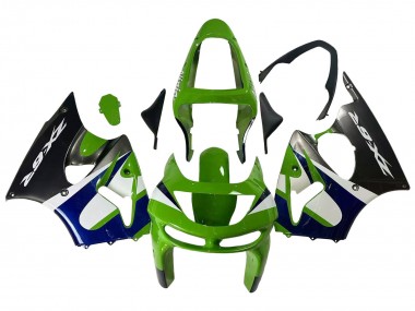 1998-1999 Kawasaki ZX6R Motorcycle Fairings - Green White Blue Silver Glossy Black Canada for Sale