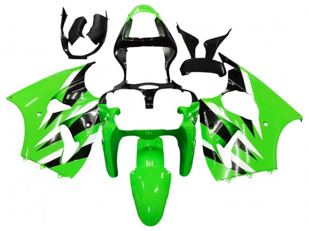 2000-2002 Kawasaki ZX6R Motorcycle Fairings - Green White Black Canada for Sale