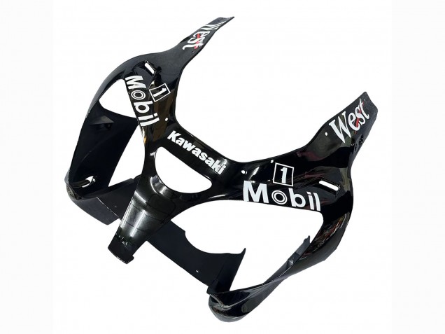 2000-2002 Kawasaki ZX6R Motorcycle Fairings - Glossy Black White West Michelin Canada for Sale