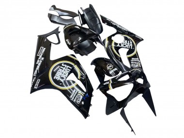 2003-2004 Kawasaki ZX6R Motorcycle Fairings - Glossy Black White Motul Lucky Strike Canada for Sale