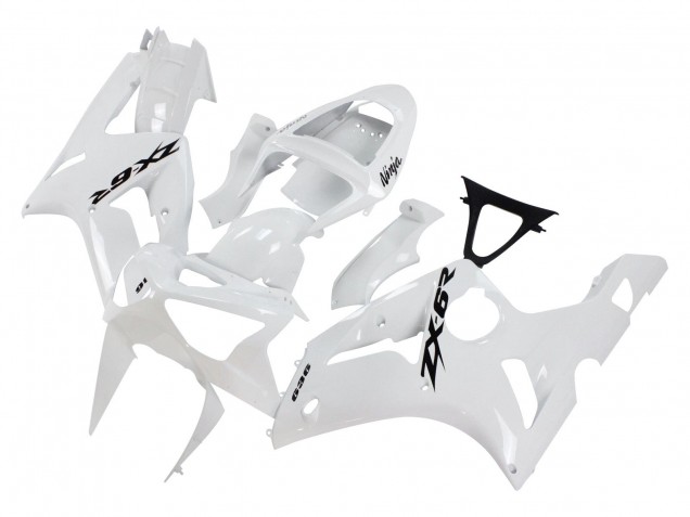 2003-2004 Kawasaki ZX6R Motorcycle Fairings - White Black Decals Canada for Sale