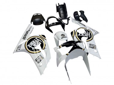 2003-2004 Kawasaki ZX6R Motorcycle Fairings - White Black Motul Lucky Strike Canada for Sale