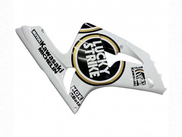 2003-2004 Kawasaki ZX6R Motorcycle Fairings - White Black Motul Lucky Strike Canada for Sale