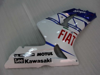 2003-2004 Kawasaki ZX6R Motorcycle Fairings - White Blue Red Fiat Canada for Sale
