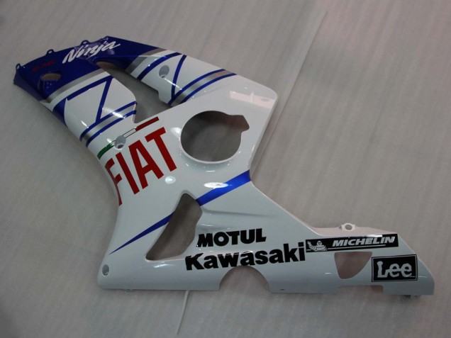 2003-2004 Kawasaki ZX6R Motorcycle Fairings - White Blue Red Fiat Canada for Sale