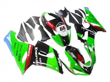 2005-2006 Kawasaki ZX6R Motorcycle Fairings - Green Red Black Elf 66 Canada for Sale
