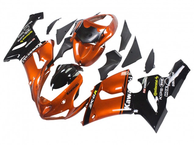 2005-2006 Kawasaki ZX6R Motorcycle Fairing - Orange Black Canada for Sale