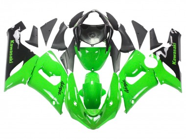 2005-2006 Kawasaki ZX6R Motorcycle Fairings - Green Black Ninja Canada for Sale