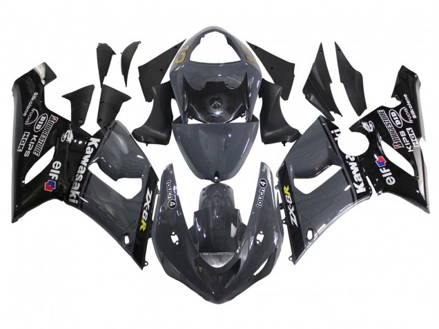 2005-2006 Kawasaki ZX6R Motorcycle Fairings - Dark Grey Black Canada for Sale
