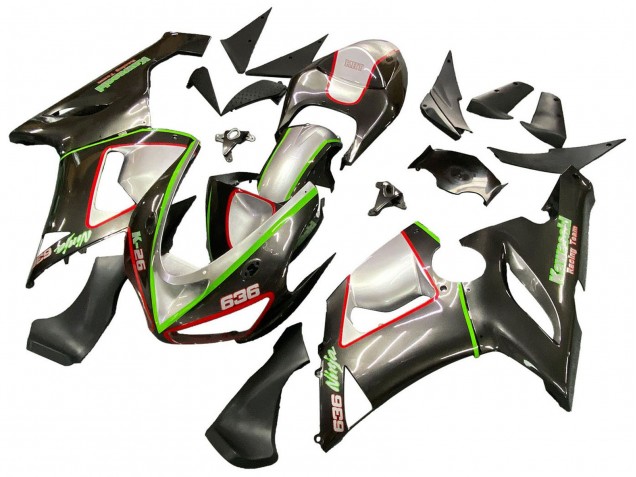 2005-2006 Kawasaki ZX6R Motorcycle Fairings - Black Silver Green Red K-26 Canada for Sale
