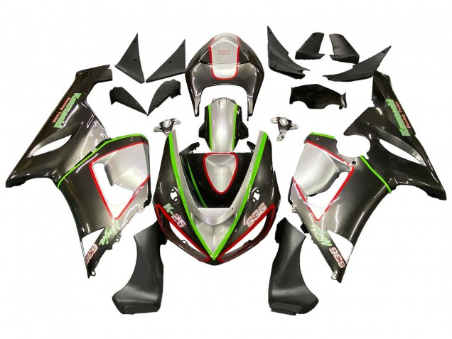 2005-2006 Kawasaki ZX6R Motorcycle Fairings - Black Silver Green Red K-26 Canada for Sale