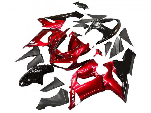 2005-2006 Kawasaki ZX6R Motorcycle Fairings - Red Black Canada for Sale