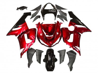 2005-2006 Kawasaki ZX6R Motorcycle Fairings - Red Black Canada for Sale