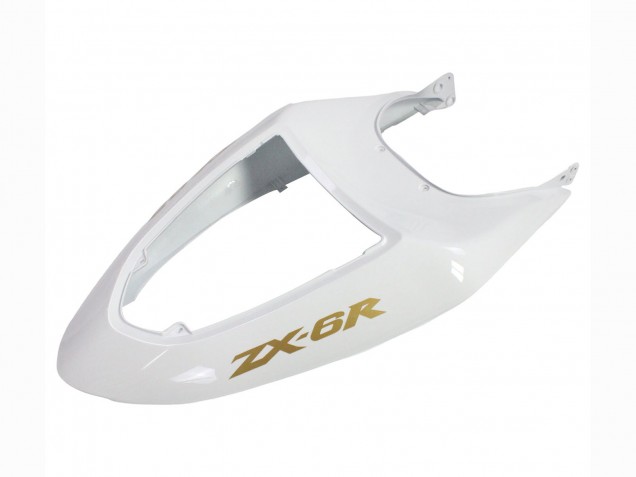2005-2006 Kawasaki ZX6R Motorcycle Fairings - White Black Gold Ninja Canada for Sale