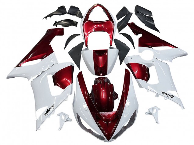 2005-2006 Kawasaki ZX6R Motorcycle Fairings - White Red Canada for Sale