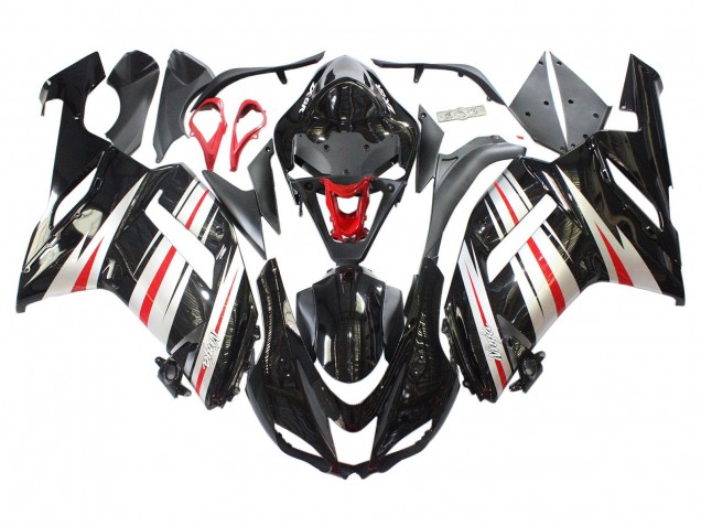 2007-2008 Kawasaki ZX6R Motorcycle Fairings - Black Silver Red Ninja Canada for Sale