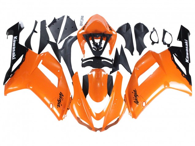 2007-2008 Kawasaki ZX6R Motorcycle Fairings - Orange Black Ninja Canada for Sale