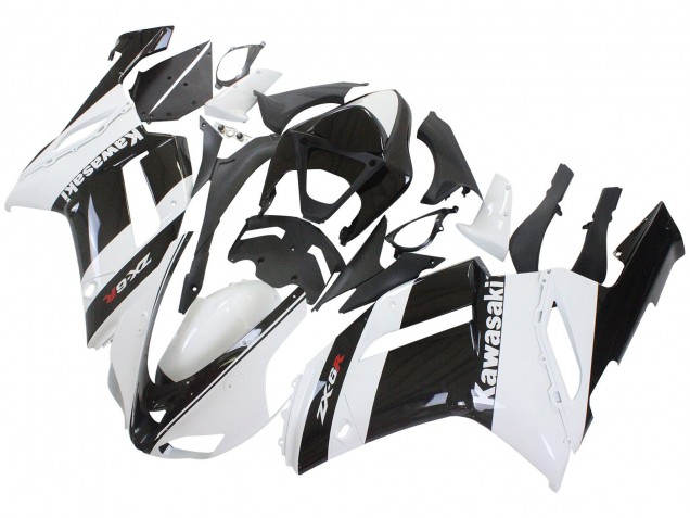 2007-2008 Kawasaki ZX6R Motorcycle Fairing - White Black Canada for Sale
