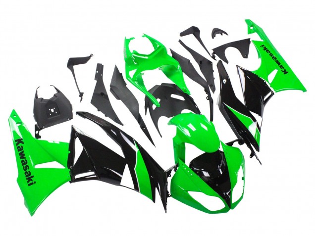 2009-2012 Kawasaki ZX6R Motorcycle Fairings - Green Glossy Black Canada for Sale