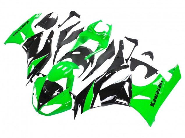 2009-2012 Kawasaki ZX6R Motorcycle Fairings - Green Glossy Black Canada for Sale