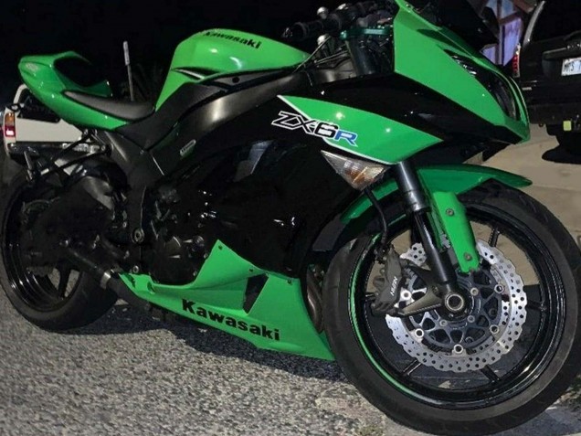 2009-2012 Kawasaki ZX6R Motorcycle Fairings - Green Glossy Black Canada for Sale