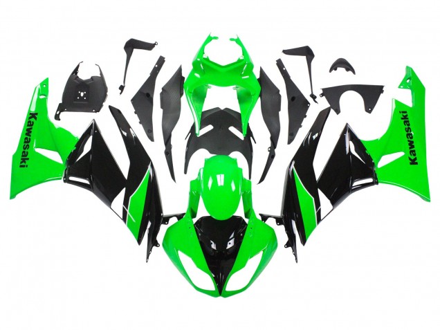 2009-2012 Kawasaki ZX6R Motorcycle Fairings - Green Glossy Black Canada for Sale