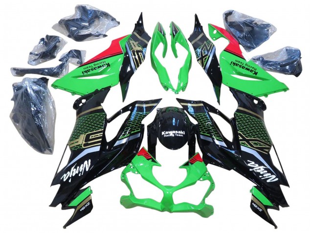 2009-2012 Kawasaki ZX6R Motorcycle Fairings - Red Glossy Black Honeycomb Canada for Sale