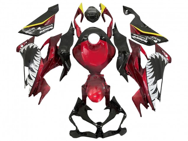 2013-2018 Kawasaki ZX6R Motorcycle Fairings - Red Yellow Black White Shark Canada for Sale