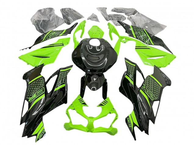 2019-2022 Kawasaki ZX6R Motorcycle Fairings - Green Black Honeycomb Canada for Sale