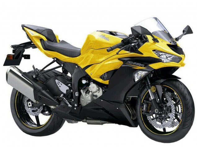 2019-2022 Kawasaki ZX6R Motorcycle Fairings - Yellow Matte Black Canada for Sale