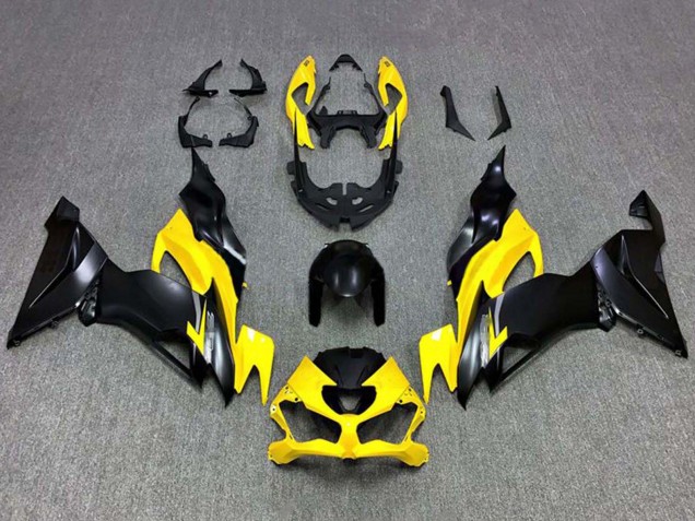 2019-2022 Kawasaki ZX6R Motorcycle Fairings - Yellow Matte Black Canada for Sale