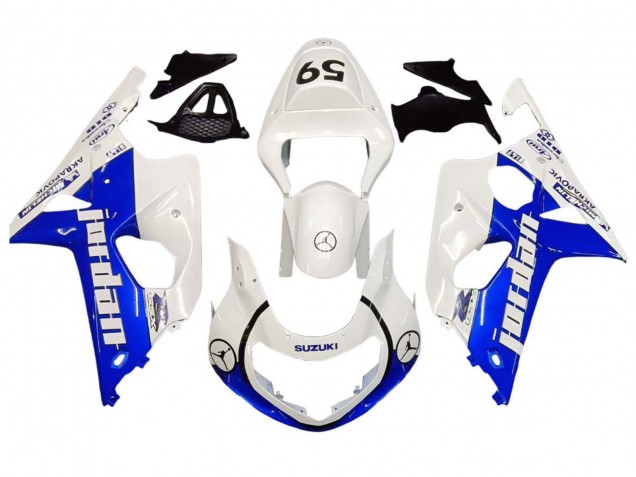 2000-2002 Suzuki GSXR1000 Motorcycle Fairings - White Blue Jordan 59 Canada for Sale