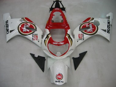 2000-2002 Suzuki GSXR1000 Motorcycle Fairings - White Red Lucky Strike Canada for Sale