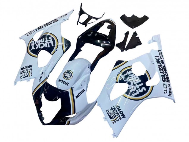 2003-2004 Suzuki GSXR 1000 Motorcycle Fairings - White Black Gold Motul Lucky Strike Canada for Sale