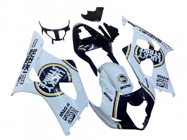 2003-2004 Suzuki GSXR 1000 Motorcycle Fairings - White Black Gold Motul Lucky Strike Canada for Sale