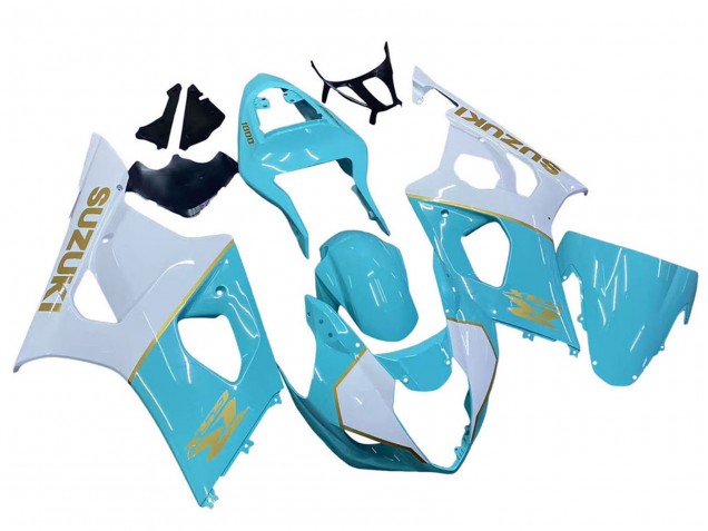 2003-2004 Suzuki GSXR 1000 Motorcycle Fairings - White Light Blue Gold Canada for Sale