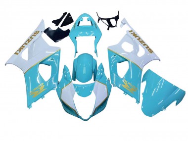 2003-2004 Suzuki GSXR 1000 Motorcycle Fairings - White Light Blue Gold Canada for Sale