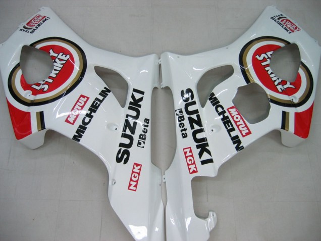 2003-2004 Suzuki GSXR 1000 Motorcycle Fairings - White Red Motul Lucky Strike Canada for Sale