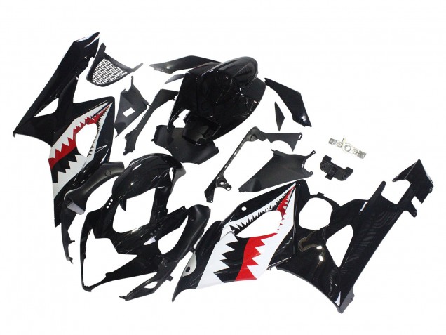 2005-2006 Suzuki GSXR 1000 Motorcycle Fairings - Glossy Black Red White Shark Canada for Sale