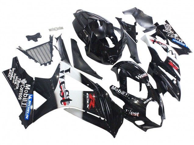 2007-2008 Suzuki GSXR 1000 Motorcycle Fairings - Glossy Black White West Canada for Sale