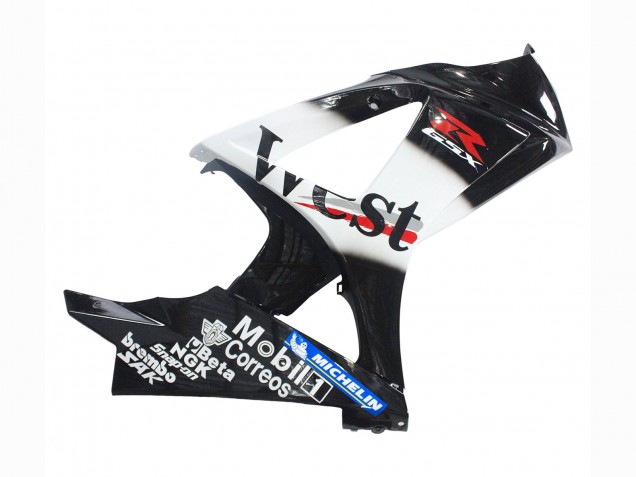 2007-2008 Suzuki GSXR 1000 Motorcycle Fairings - Glossy Black White West Canada for Sale