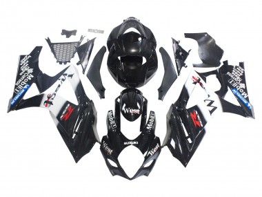 2007-2008 Suzuki GSXR 1000 Motorcycle Fairings - Glossy Black White West Canada for Sale